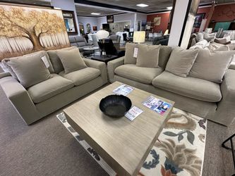 Beige Fabric Sofa and Loveseat Set ASHLEY FURNITURE