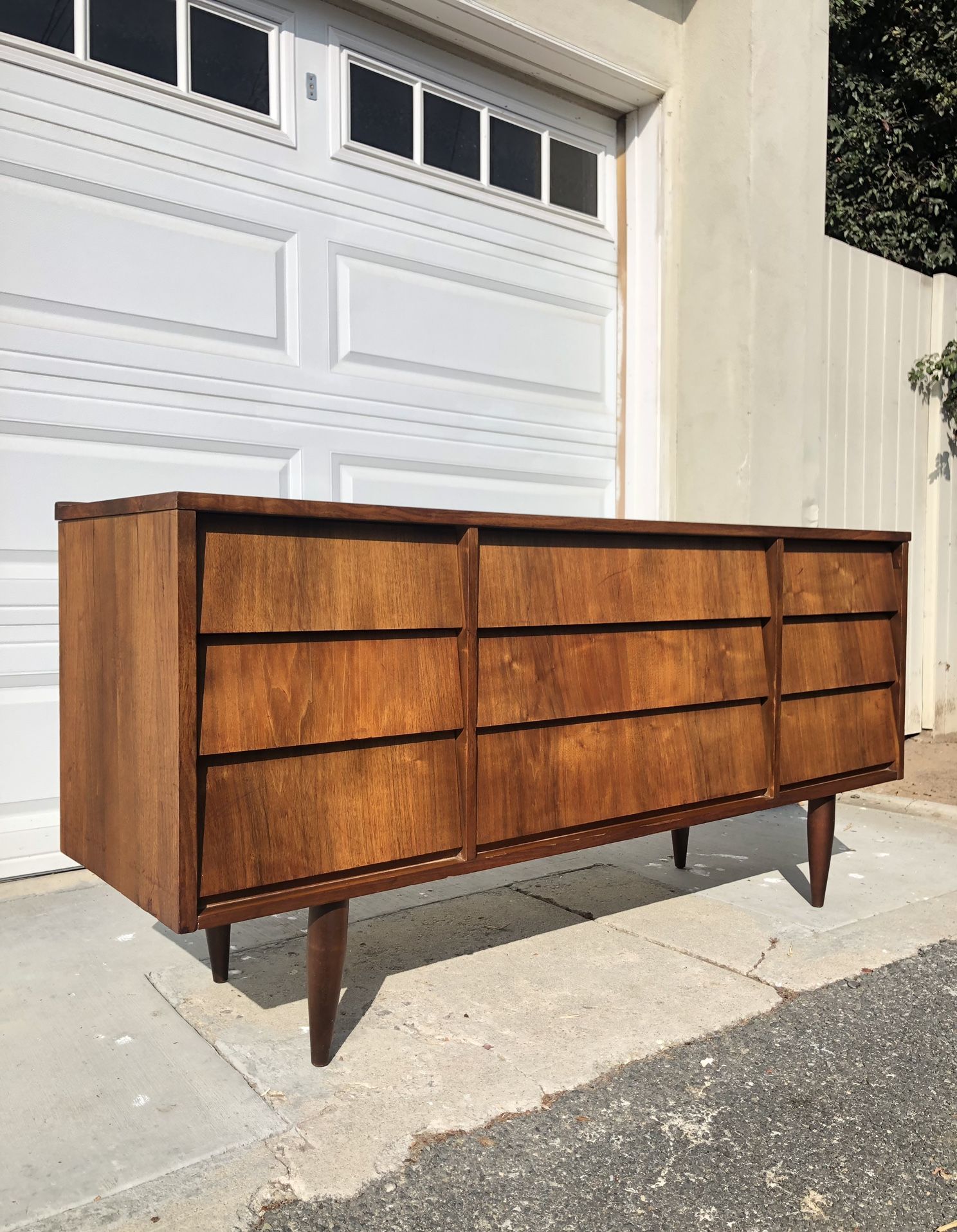 Mid Century 9 Drawer Louvered Lowboy Dresser circa 1950’s