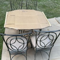 Metal Bamboo/ Glass Top Table 6pc Table And Chairs