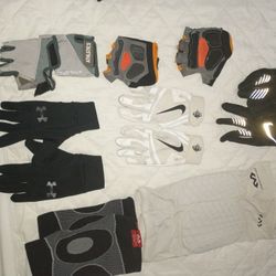 Bundle includes men’s workout gloves and a knee support sleeve.  
Great for weightlifting, cycling, or general fitness.  
