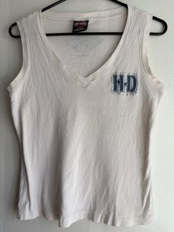 Harley Davidson white cotton tank top