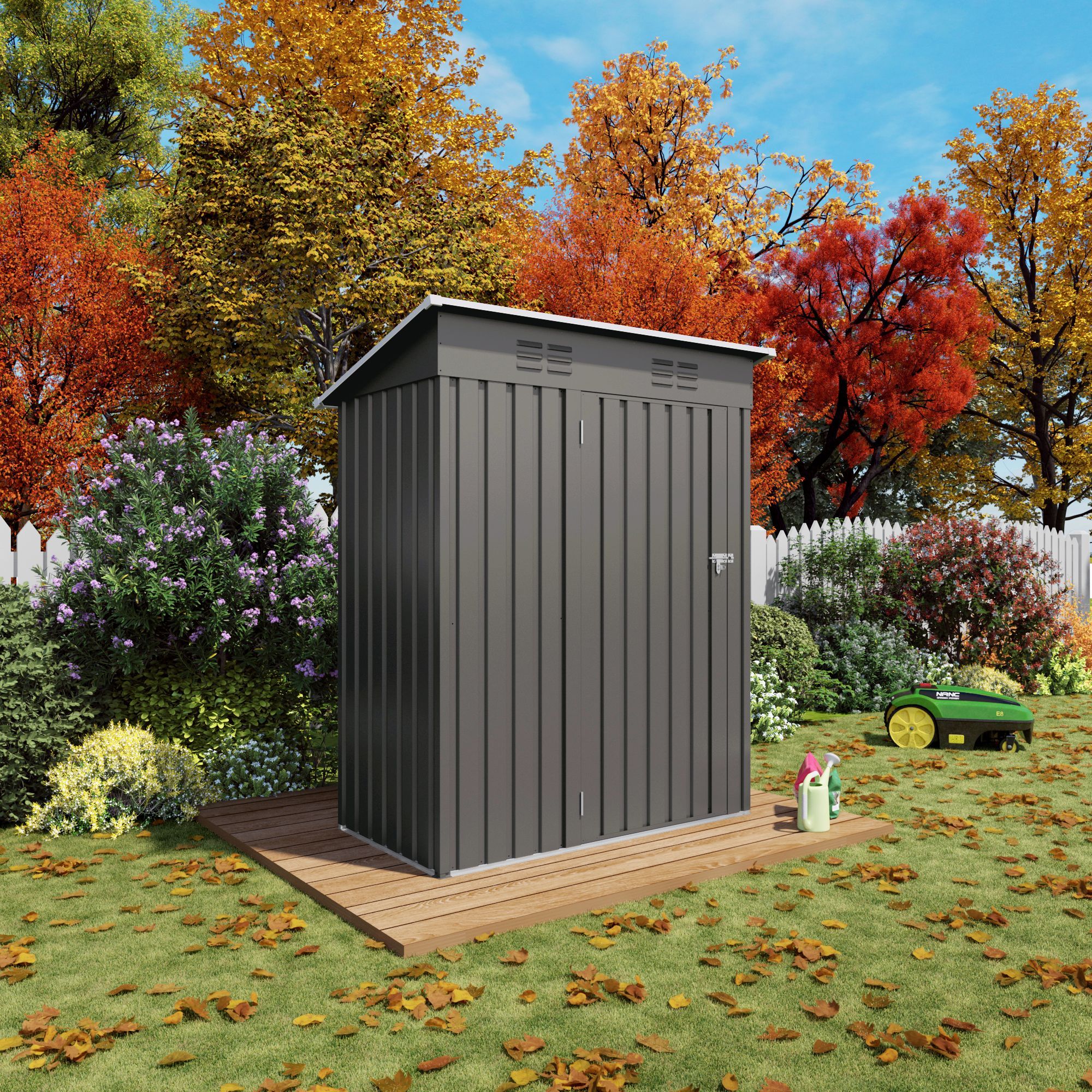 5X3 FT Metal Outdoor Storage Shed, Tool Shed with Pitched Roof and Lockable Door Compact Metal Tool Shed for Garden, Backyard, Patio, Everyday Sundrie