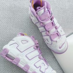 Nike Air More Uptempo Mid Top Retro Basketball Shoes Unisex White Purple