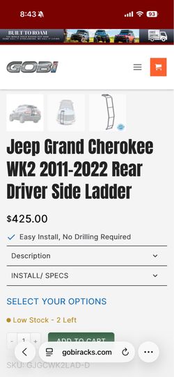 GOBI Racks rear ladder for 2011-2022 Jeep Grand Cherokee