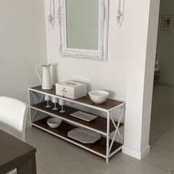 Console And Mirror Set Wood W White Include Candles 
