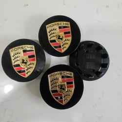 Porsche MACAN Center Cap Black With Yellow Crest 65mm
