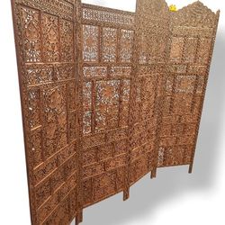 Vintage Teak Wood Partitioner Mid-century 4-panel Room Divider