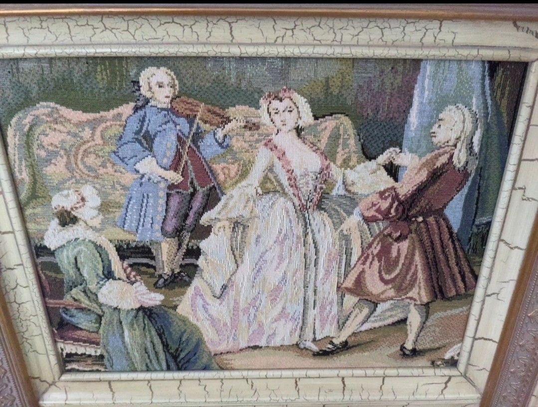 24x42 Antique Tapestry Wall Mirror French Art Nouveau
