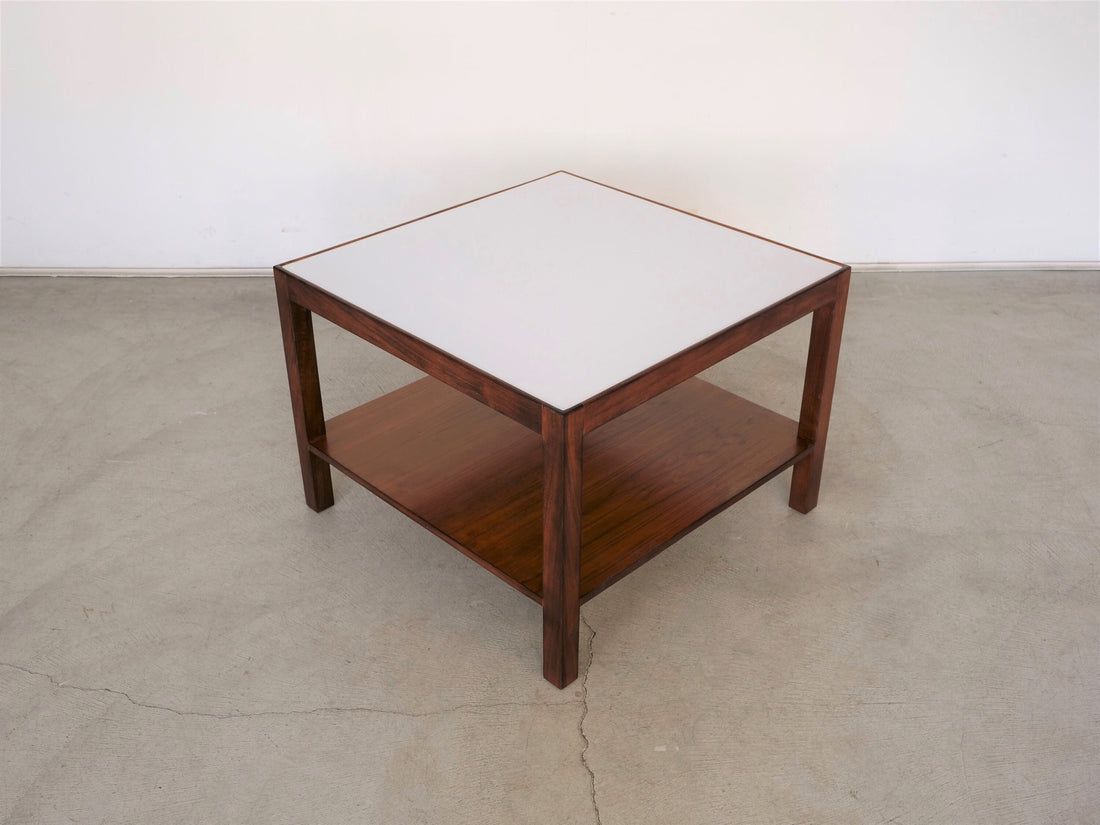 1960’s Mid-Century Modern Two-Tiered Walnut and White Formica Coffee Table