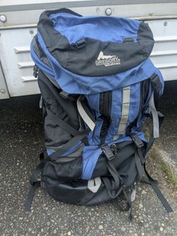GREGORY WHITNEY Internal Frame Hiking Backpack. Blue, Black and Grey. 