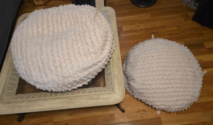 30x30 Heavy Chenille Cream Floor Poof Pillow X-Large (2 Available)