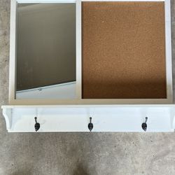 Wall Mount Mirror With Hooks and Foam Biard