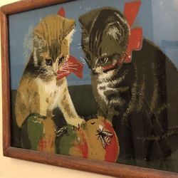 Small Ukrainian Painting Of Cats 🐈‍⬛ On Glass