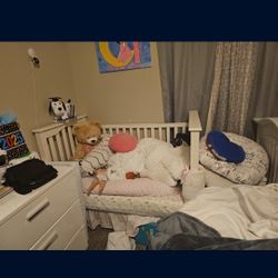 80 White Crib With Matress Like New  I Will Give It Anyone That Would Like It With The Conferter Either Girl Or Boy