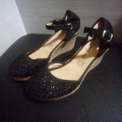 Black Wedge Sandals  Women's Size 5