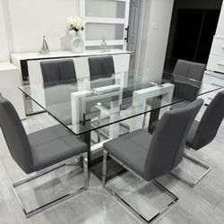 Glass Dining Table And Chairs Set