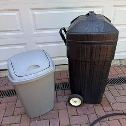 2 garbage or trash bins
