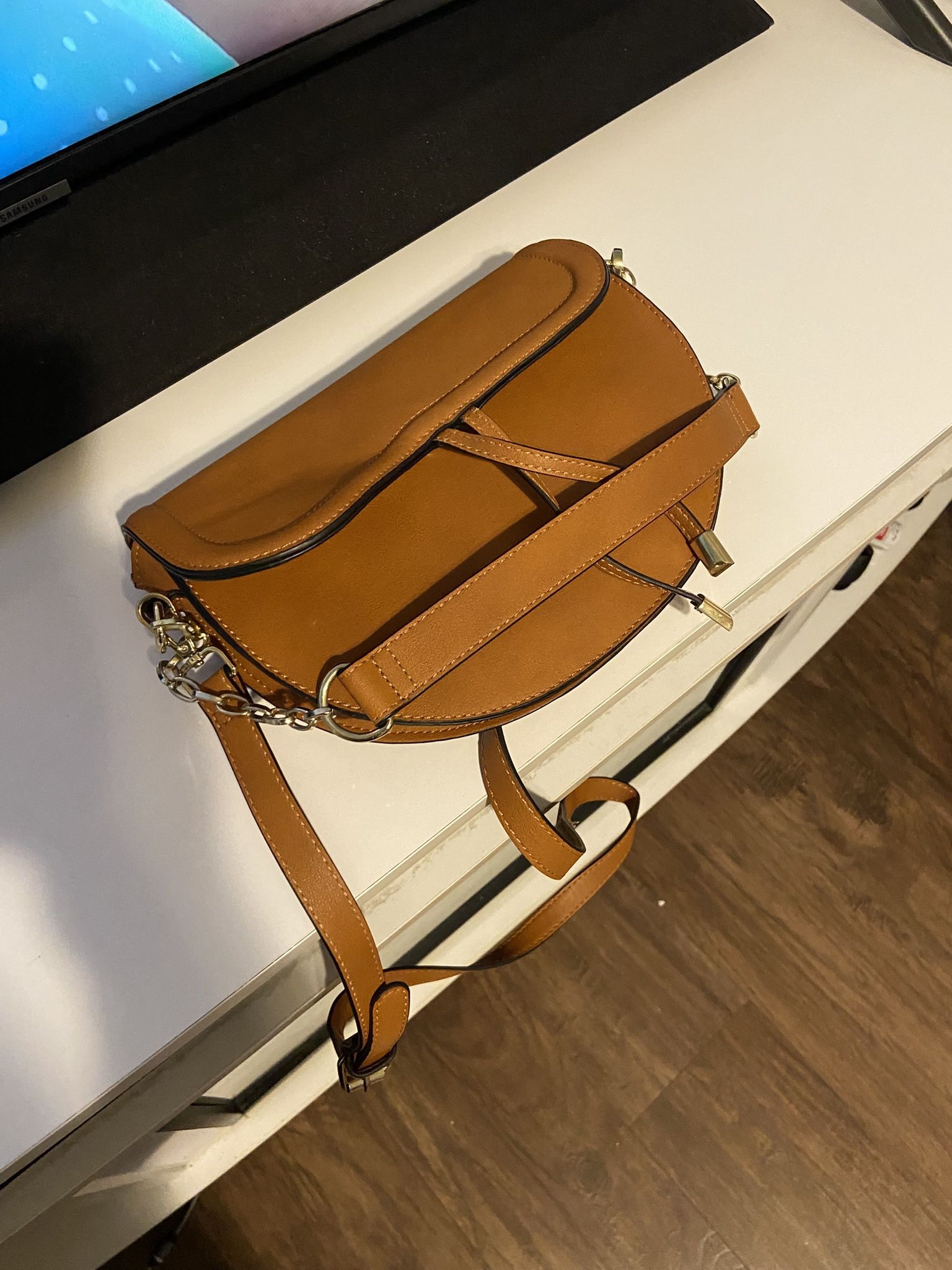 Steve Madden brown faux leather shoulder bag