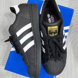 Adidas Original Superstar Shell Toe Sneakers in White and Black with Three Stripe