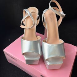 Berness silver platform heels