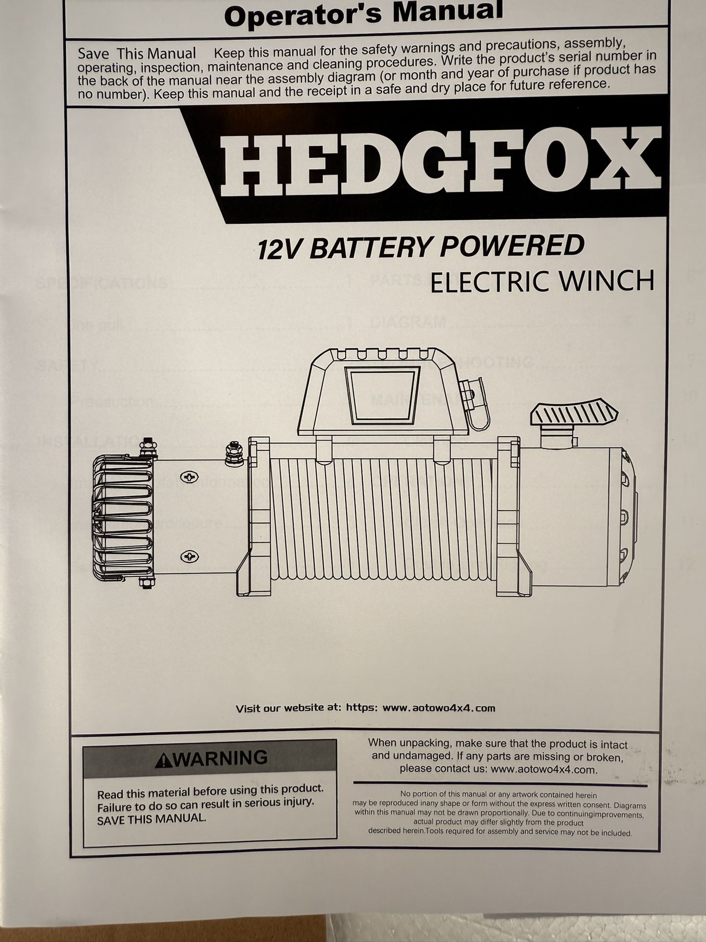 HEDGFOX Electric Winch