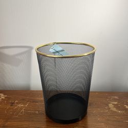 Gold And Black Waste Basket Trash Van 