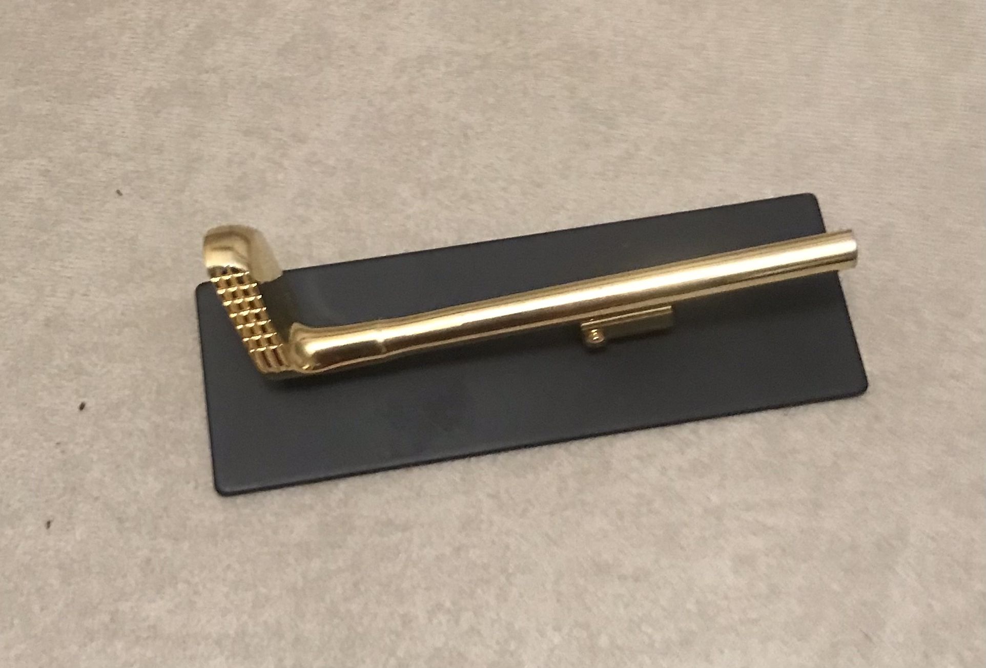 Vintage Brass Golf Club Gold Plated Memo Clip And Paperweight