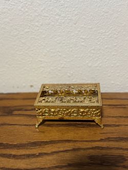 Vintage mini gold ornate tissue box holder