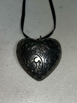 Vintage Pewter Heart Necklace