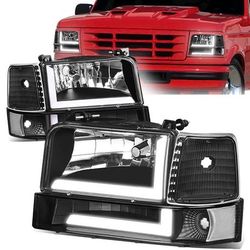 LA Zona Auto Parts 1992 to 1996 Ford Bronco Headlights Farros luces Micas Calaveras Luz F150 F250 DRL LED 