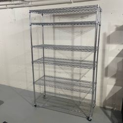 Chrome Wire Shelving Unit on Wheels