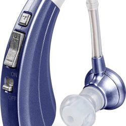 Digital Hearing Amplifier by Britzgo BHA-220. 500hr Battery Life, Modern Blue, Doctor and Audiologist Designed