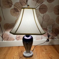 Mid Century Rosenthal Bavaria White & Blue Drip Glazed Ceramic Table Lamp