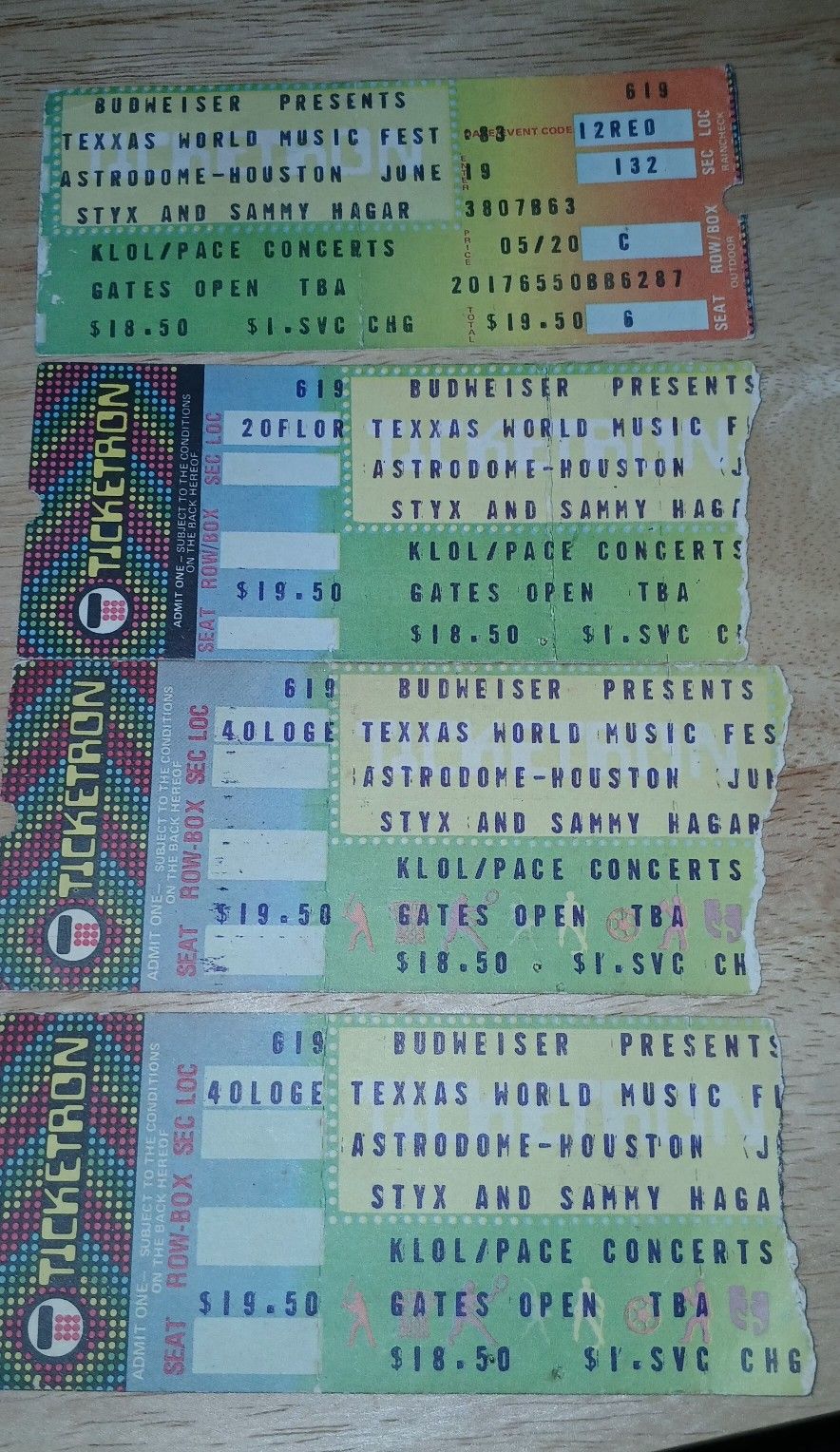 4- 1983 TEXXAS JAM ticket Stubs