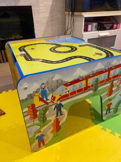 Wooden train set with table 200+ pieces