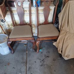 Two Antique Wooden Side Chairs  