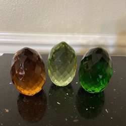 Set of 3 Faceted Crystal Drops 2.25”