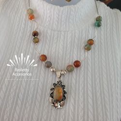 Sterling Silver 925 Necklace And Earrings Set.