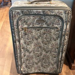 French Luggage Co Gray Floral Rose Tapestry