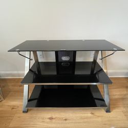 Black Glass Tv Stand with Metal Legs