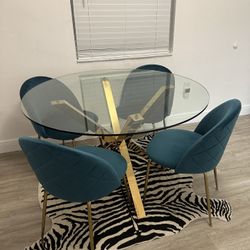 Vintage 1980s Glass Kitchen Table And 4 City Furniture Capri Chairs
