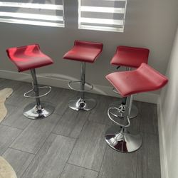 Barstools, Red, Adjustable Height (4)