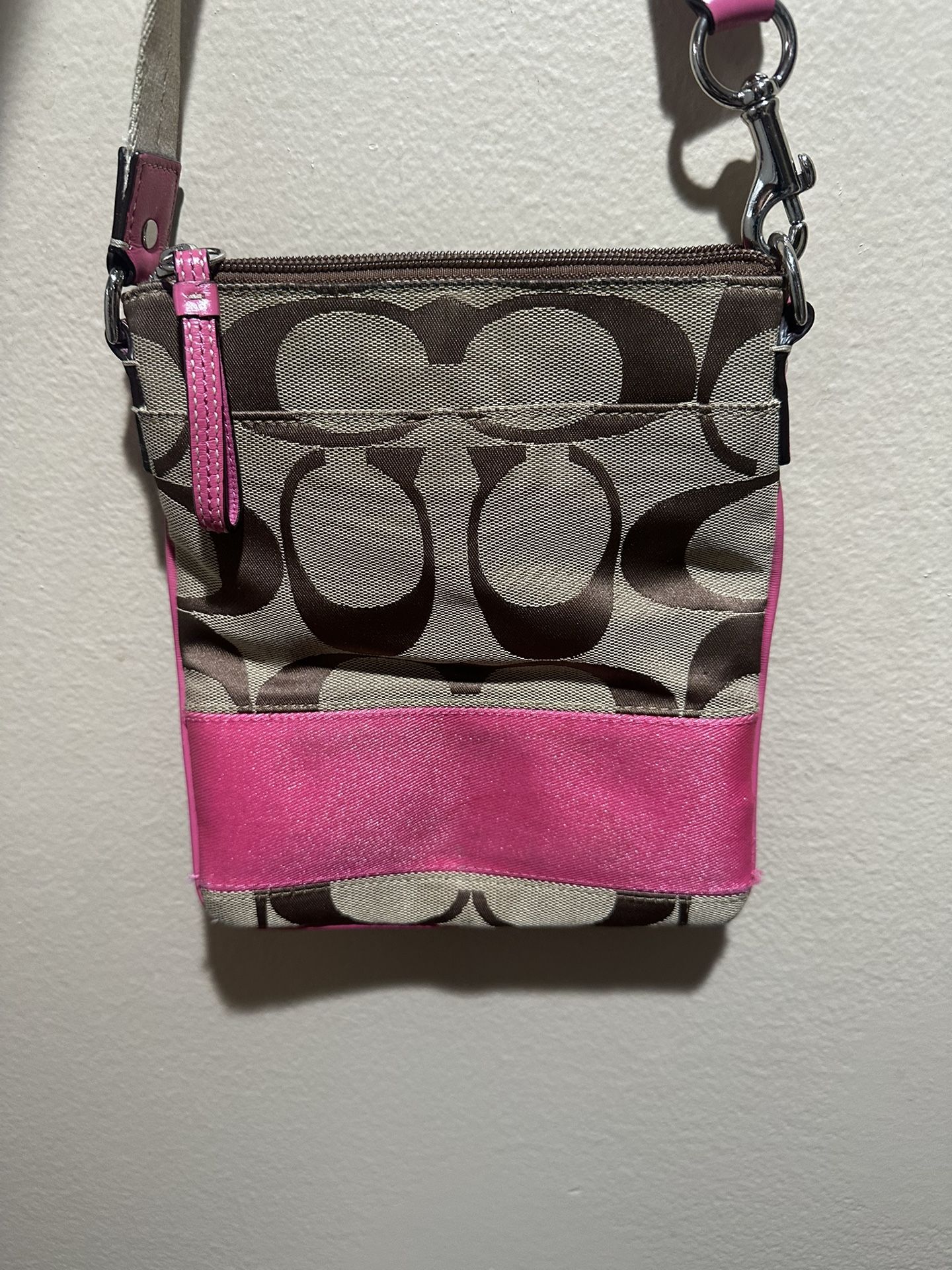 Coach Signature Crossbody Bag, Beige/Brown, Authentic, Good Condition