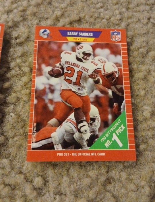 Barry Sanders Rookie Card NFL Football Card Number 1 Draft Pick Detroit Lions