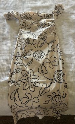Mango cream dress with black abstract floral print