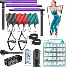 Pilates bar kit with resistance bar