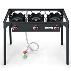 parrilla de tres quemadores de alta presión incluye manguera con regulador