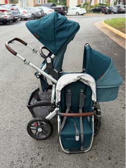 Uppababy Vista V2 Double Stroller set Finn/Deep Sea