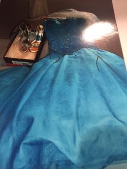 Prom or Quinceanera gown power blue size 3 REDUCED TO $125