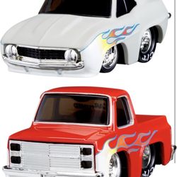 CarTuned 2 Pack Series 1 - Street Race'n, 1969 Chevy Camaro (Pro Street), 1987 Chevy C10 (Pro Street), Diecast Vehicle, Ages 6+